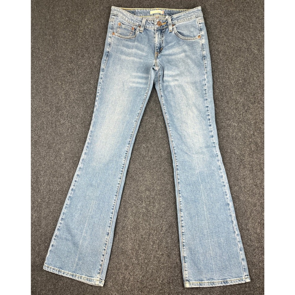Levis 518 Superlow Boot Cut Jeans Light Wash Denim Womens 7L JR Flare Low Rise